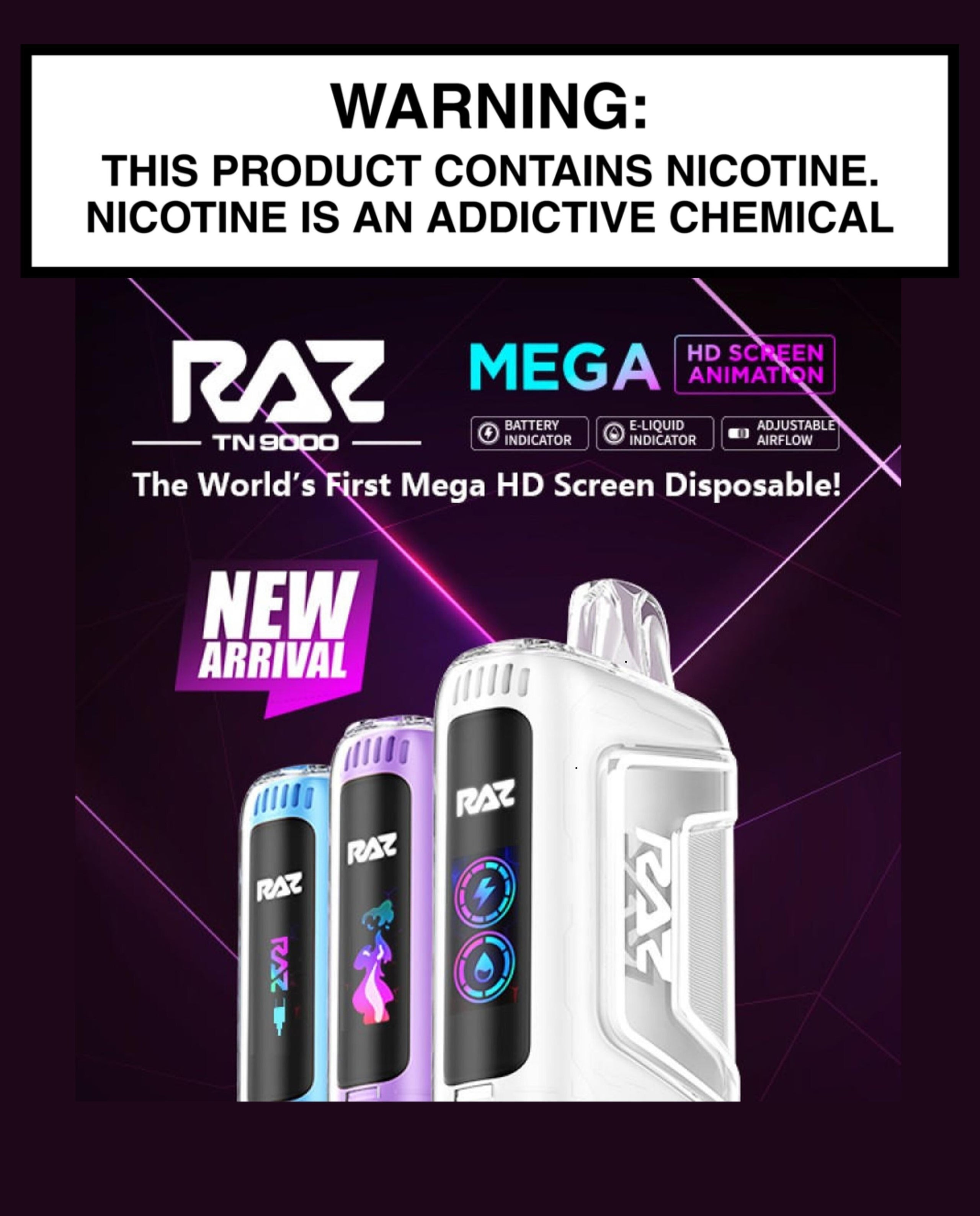 Raz TN9000 Mega HD Screen Animation by Geek Vape is